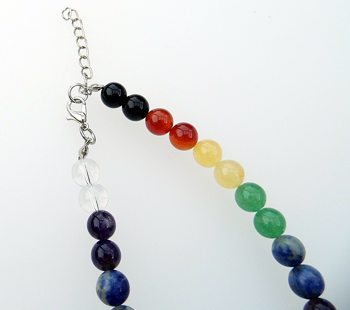 Chakra Necklace Full Chakra Spectrum With Round Stones For Healing and Balancing