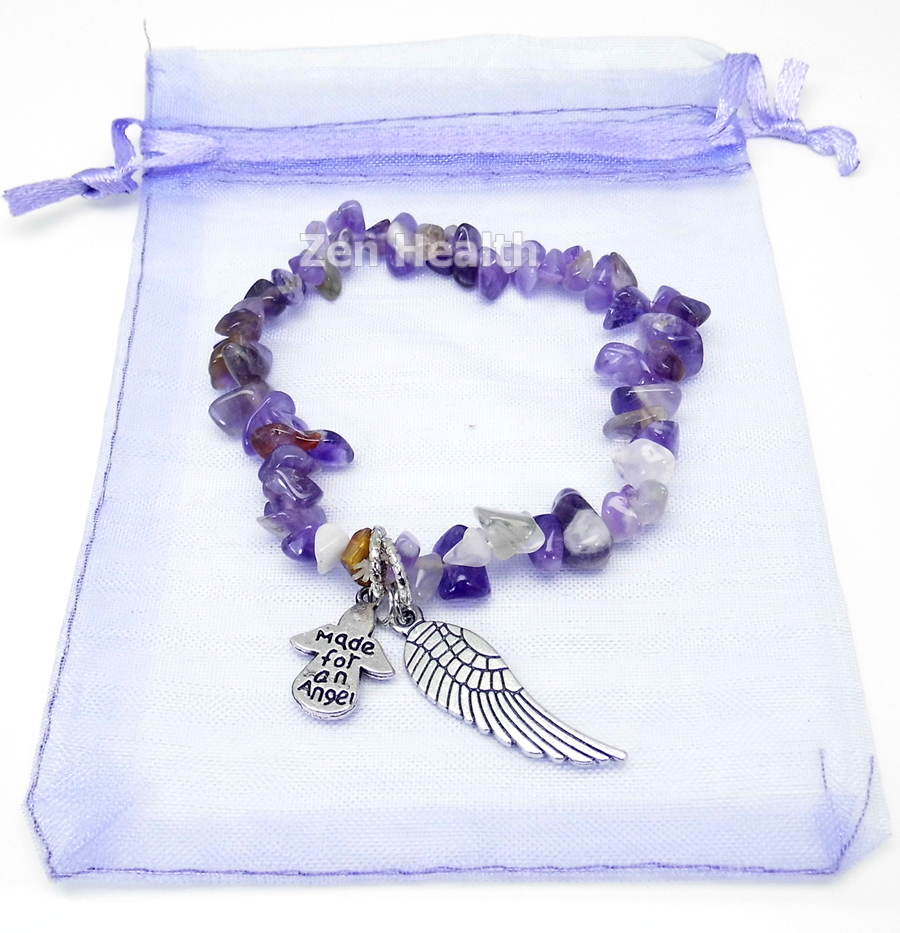 Guardian Angel Amethyst Charm Bracelet - Made For An Angel Insignia