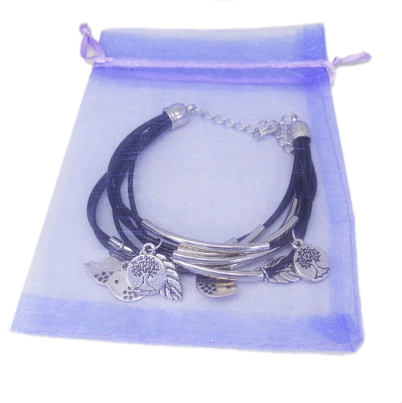 Nature Themed Charm Bracelet With Tree, Leaves and Bird Charms