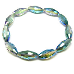 Ladies Faceted Glass Bead Stretchable Bracelet Blue, Purple and Turquoise