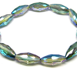 Ladies Faceted Glass Bead Stretchable Bracelet Blue, Purple and Turquoise