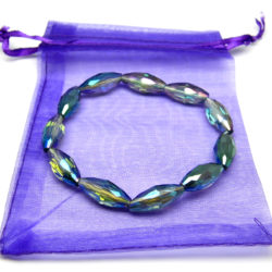 Ladies Faceted Glass Bead Stretchable Bracelet Blue, Purple and Turquoise