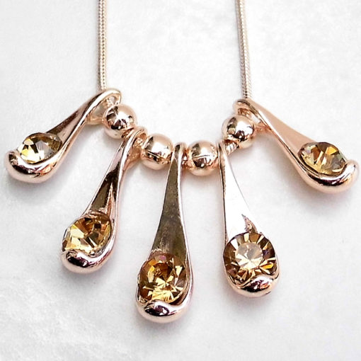 Ladies Rose Gold Plated Teardrop Necklace