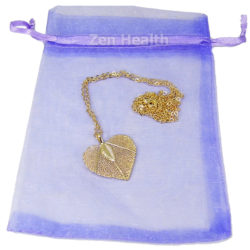 Ladies Gold Tone Leaf Pendant With Long 24" Chain
