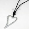 Large Silver Plated Heart Pendant With Adjustable Black Leather Thong