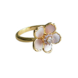 Ladies Sterling Silver Gold Plated Mother of Pearl Flower Ring