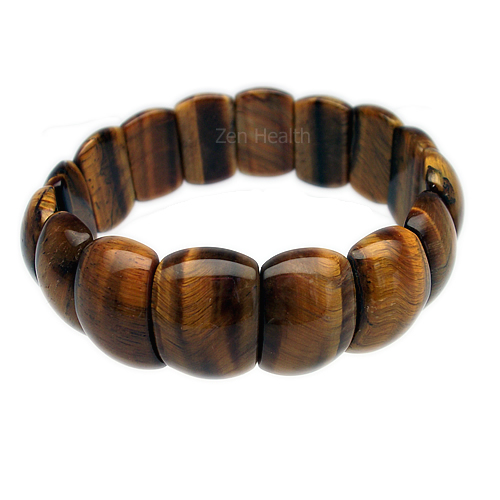 Golden Brown Tiger's Eye Large Panel Stones Stretchable Bracelet