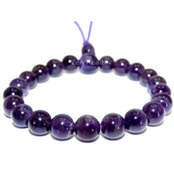 Purple Amethyst Gemstone Bracelet Round Stones
