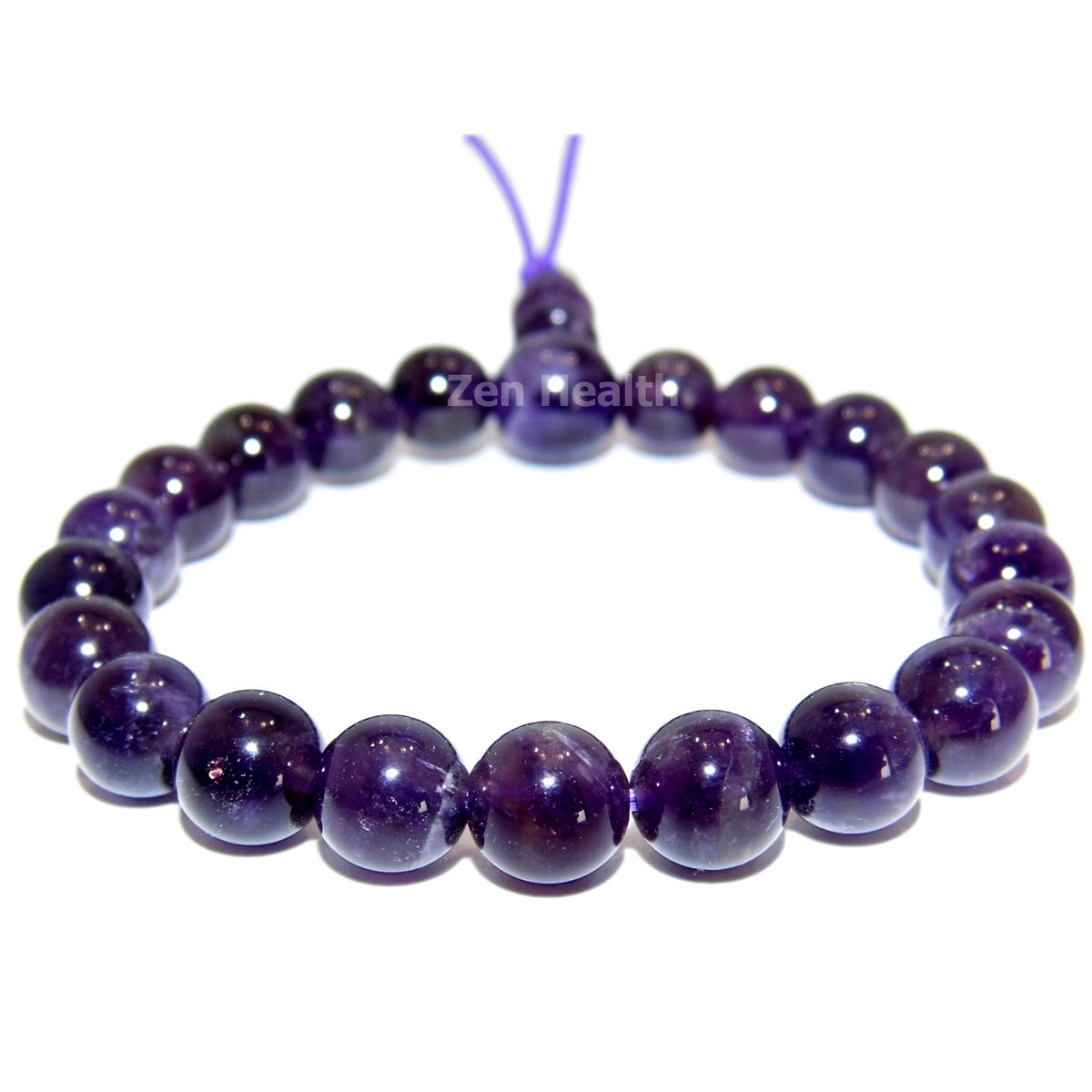 Purple Amethyst Gemstone Bracelet Round Stones