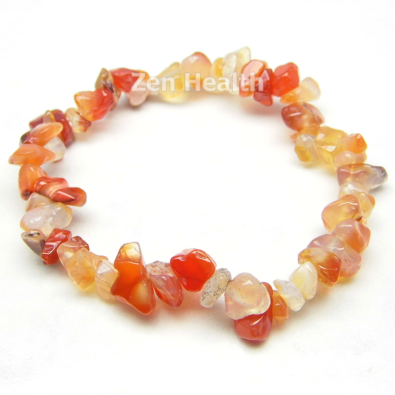 Natural Carnelian Gemstone Bracelet Elasticated