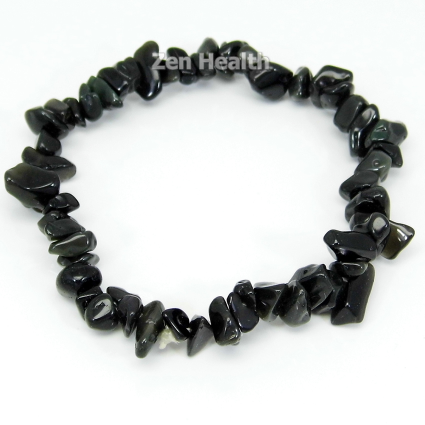 Natural Black Onyx Chipped Stretchable Bracelet
