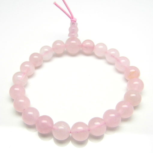 Natural Pink Rose Quartz Bracelet With Round Stones - The Love Stone