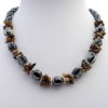 Hematite and Tigers Eye Gemstone Choker Necklace With Chipped Stones