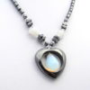 Hematite Heart Pendant With Opalite Drop Stone