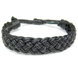 Black Braided Leather Adjustable Bracelet