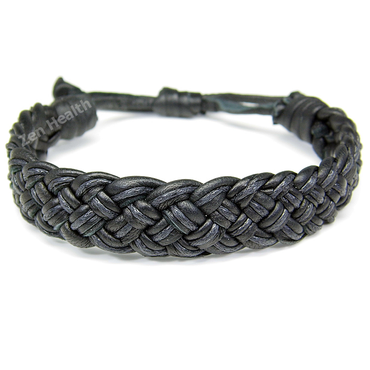 Black Braided Leather Adjustable Bracelet