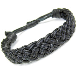 Black Braided Leather Adjustable Bracelet