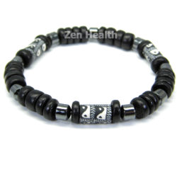 Ying/Yang Black Leather Adjustable Bracelet