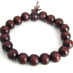 Red Wooden Beaded Buddha Bracelet With Chinese Symbols