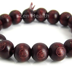 Red Wooden Beaded Buddha Bracelet With Chinese Symbols