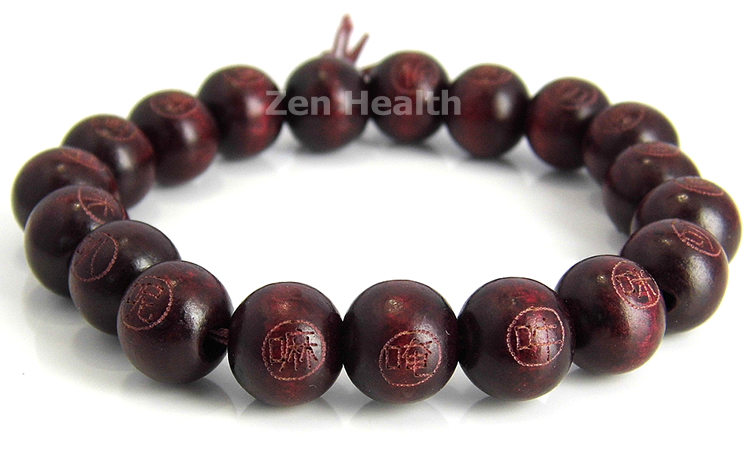 Red Wooden Beaded Buddha Bracelet With Chinese Symbols