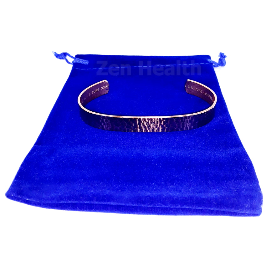 100% Pure Copper Bracelet Planished Effect Arthritis / Circulation Pain Relief