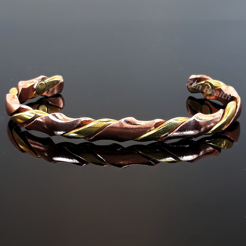 100 Pure Twisted Copper and Brass Magnetic Bracelet Arthritis and Circulation Pain Relief Zen Health