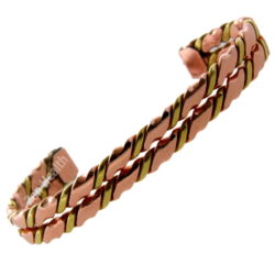 Pure Copper and Brass Twisted Inlayed Bracelet for Arthritis Circulation Pain Relief