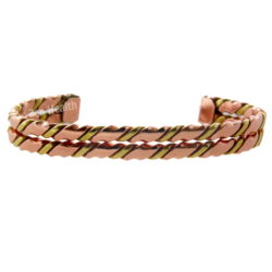 Pure Copper and Brass Twisted Inlayed Bracelet for Arthritis Circulation Pain Relief 