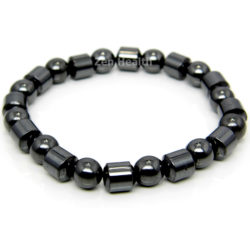 Magnetic Barrell and Round Hematite Stretchable Beaded Bracelet