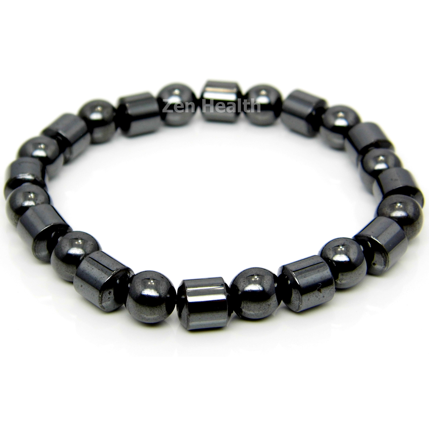 Magnetic Barrell and Round Hematite Stretchable Beaded Bracelet