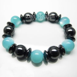 Natural Hematite Magnetic Healing Bracelet With Blue Beads