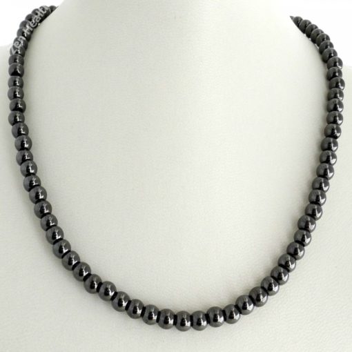 Magnetic Hematite Necklace - 6mm Round Beads