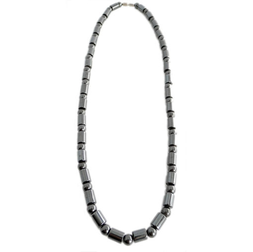 Magnetic Hematite Necklace - Barrel Beaded Design