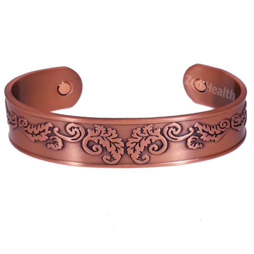 Magnetic Copper Bracelet With Celtic Leaf Design - Medium Size