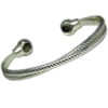 Magnetic Silver Tone Bracelet With Two Row Twined Design - Ladies Size