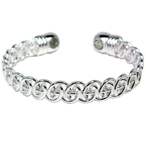 Magnetic Silver Tone Bracelet With Twisted Silver Design - Ladies Size