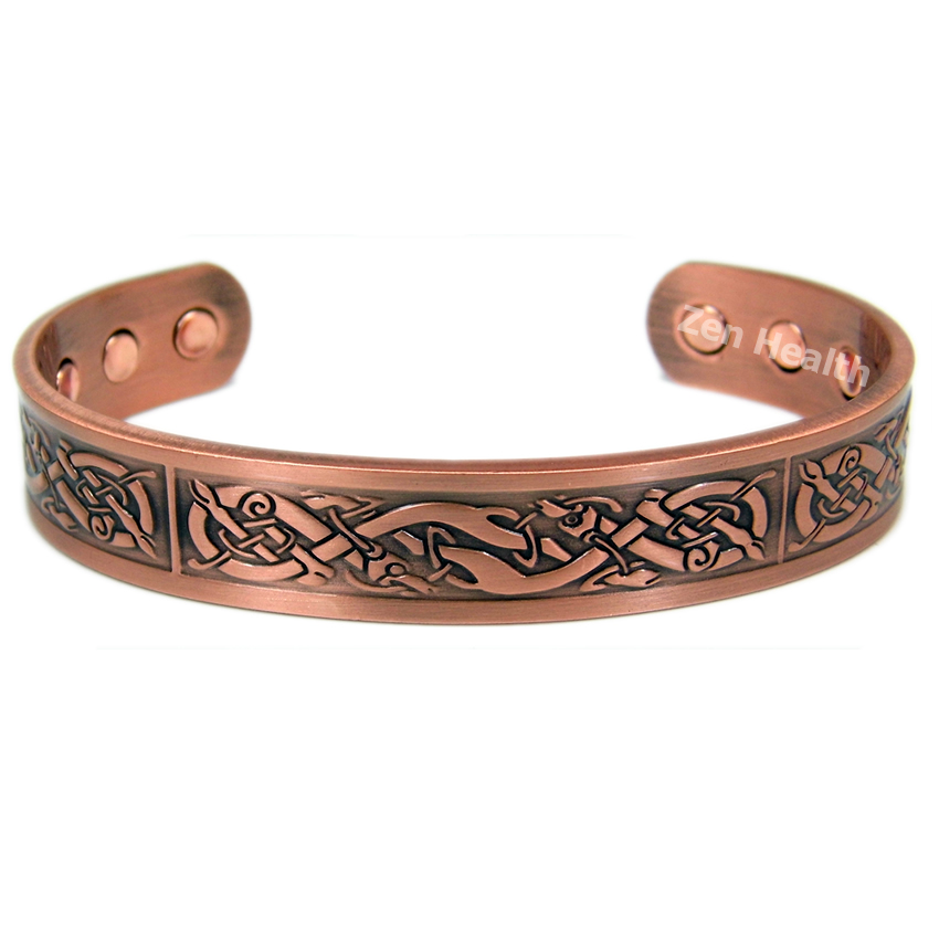 Magnetic Copper Bracelet With Phoenix Celtic Design - Medium Size