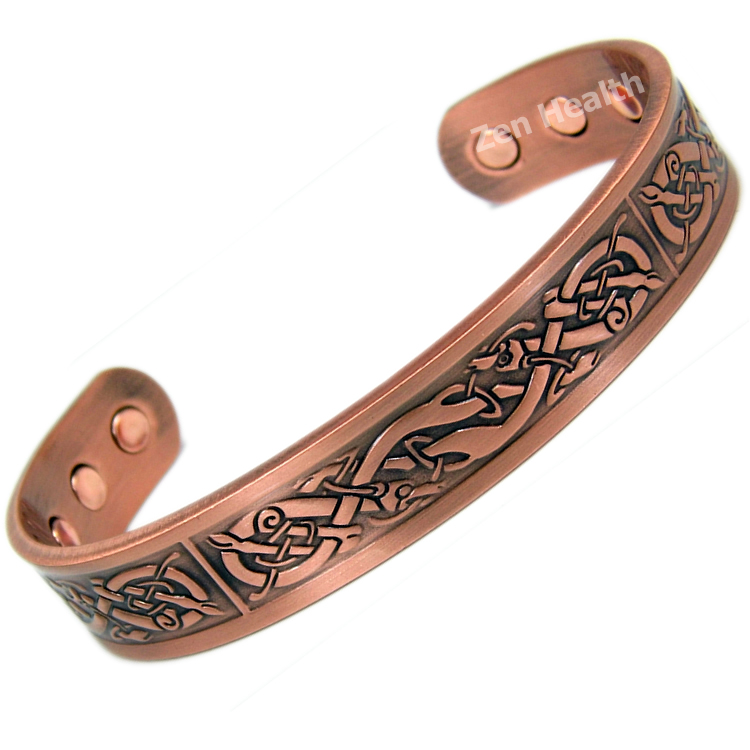 Magnetic Copper Bracelet With Phoenix Celtic Design - Medium Size