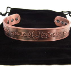 Magnetic Copper Bracelet Skull Design With Gift Bag - Large Size