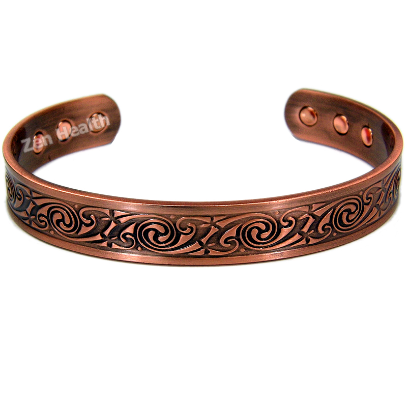 Magnetic Copper Bracelet With Swirl Design - Large Size