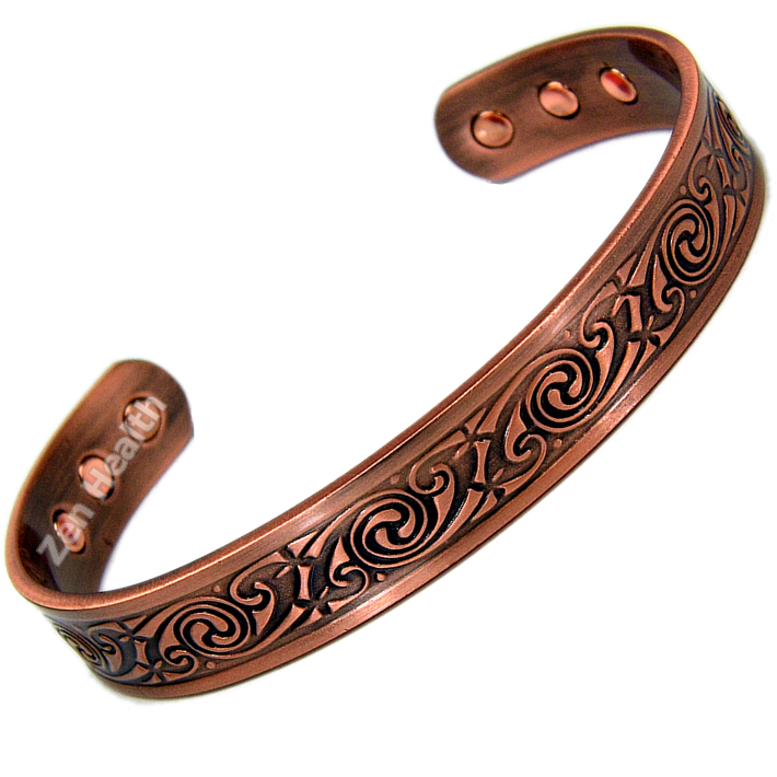 Magnetic Copper Bracelet With Swirl Design - Large Size