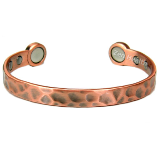 Magnetic Copper Bracelet With Hammered Design and 6 Magnets  - Large Size