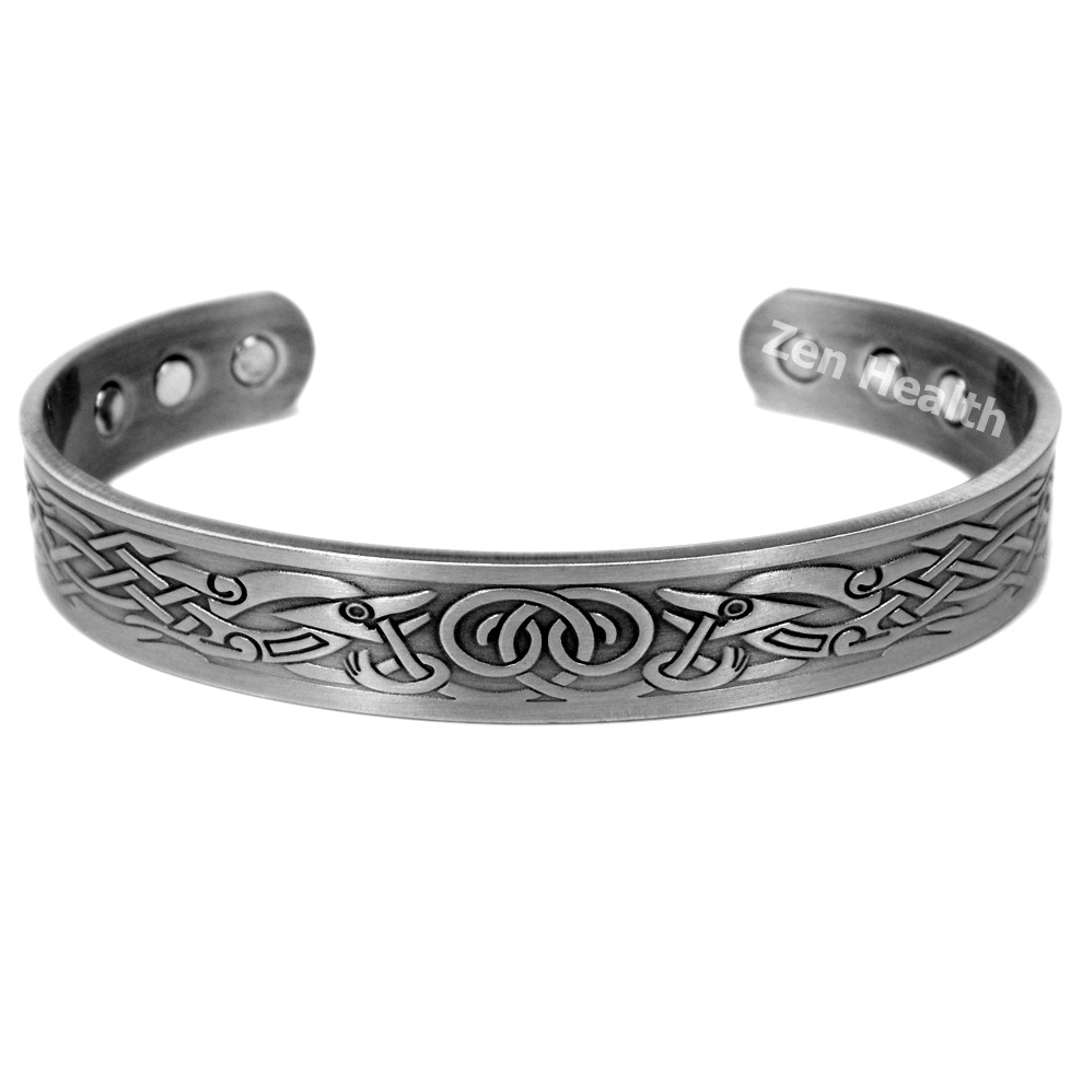 Magnetic Copper Bracelet With Pewter Phoenix Design - Large Size