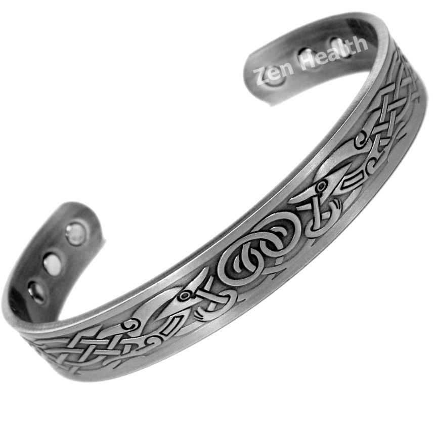 Magnetic Copper Bracelet With Pewter Phoenix Design - Large Size
