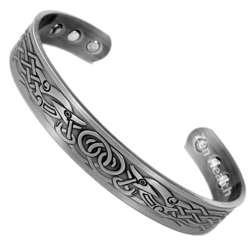 Magnetic Copper Bracelet With Pewter Phoenix Design - Large Size