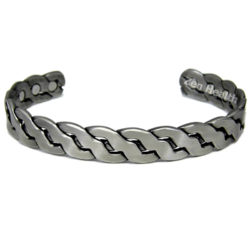 Magnetic Pewter Bracelet  With Twisted Weave Design - XL Size
