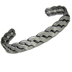 Magnetic Pewter Bracelet  With Twisted Weave Design - XL Size