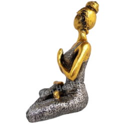 Yoga Meditation Lady Figurine Bronze and Silver 24cm Ornament