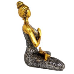 Yoga Meditation Lady Figurine Bronze and Silver 24cm Ornament